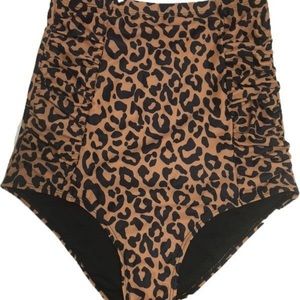 Coral reef swim leopard high rise bottoms nwt